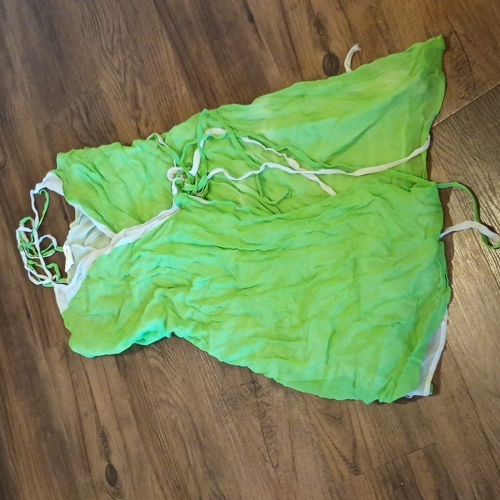 Gregory Strappy Green and Grey Silk Chiffon Wrap Mini Dress A5